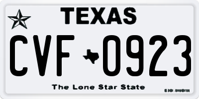 TX license plate CVF0923
