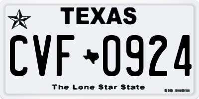 TX license plate CVF0924