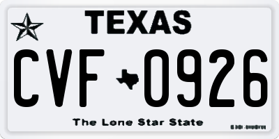 TX license plate CVF0926