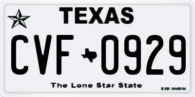 TX license plate CVF0929