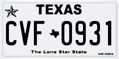 TX license plate CVF0931