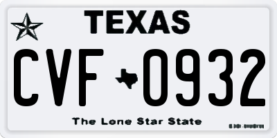 TX license plate CVF0932