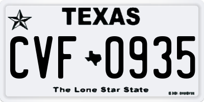 TX license plate CVF0935
