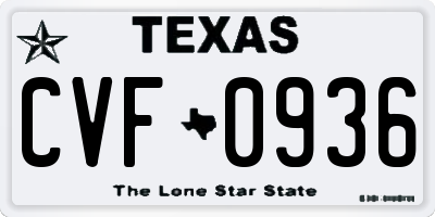 TX license plate CVF0936