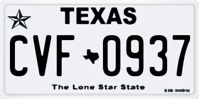 TX license plate CVF0937