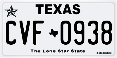 TX license plate CVF0938