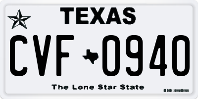 TX license plate CVF0940