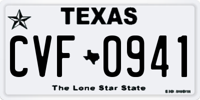 TX license plate CVF0941