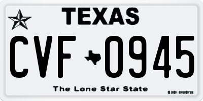 TX license plate CVF0945