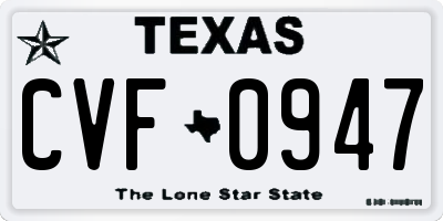 TX license plate CVF0947