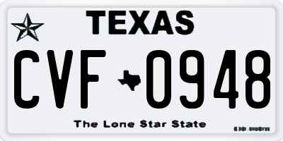 TX license plate CVF0948