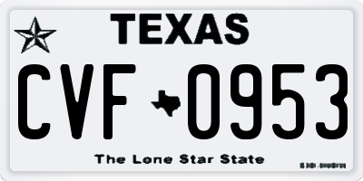 TX license plate CVF0953