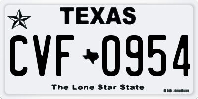 TX license plate CVF0954