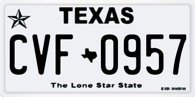 TX license plate CVF0957