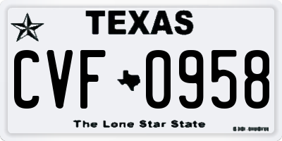 TX license plate CVF0958