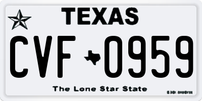 TX license plate CVF0959