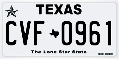 TX license plate CVF0961