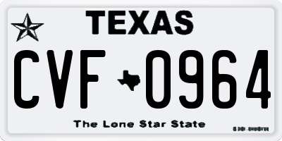 TX license plate CVF0964