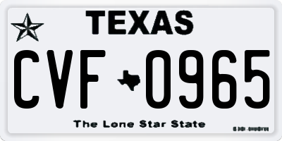 TX license plate CVF0965
