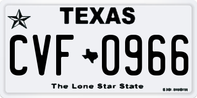 TX license plate CVF0966