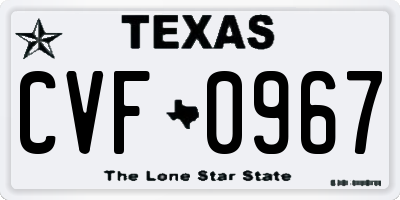 TX license plate CVF0967