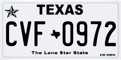 TX license plate CVF0972