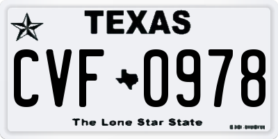 TX license plate CVF0978