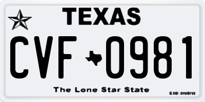 TX license plate CVF0981