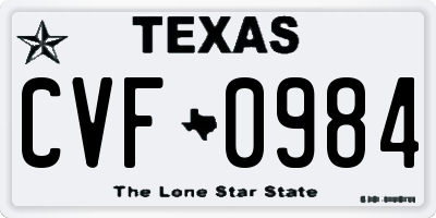 TX license plate CVF0984
