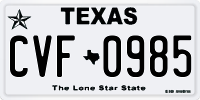 TX license plate CVF0985
