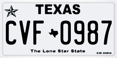 TX license plate CVF0987