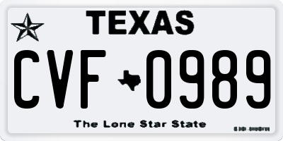 TX license plate CVF0989
