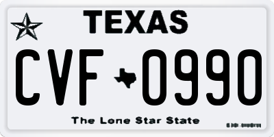 TX license plate CVF0990