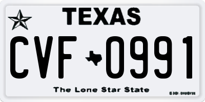 TX license plate CVF0991