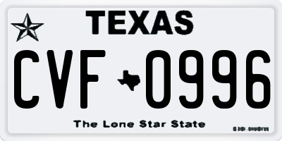 TX license plate CVF0996