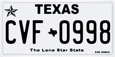 TX license plate CVF0998