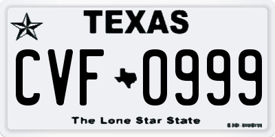 TX license plate CVF0999