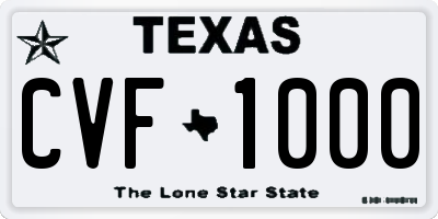 TX license plate CVF1000