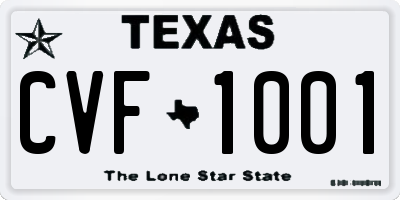 TX license plate CVF1001