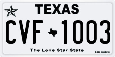 TX license plate CVF1003