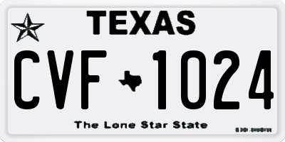 TX license plate CVF1024