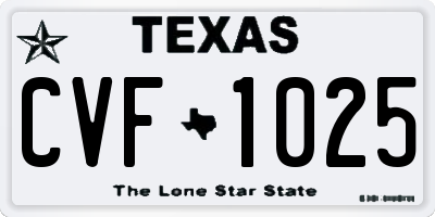 TX license plate CVF1025