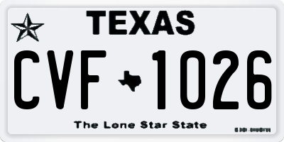 TX license plate CVF1026
