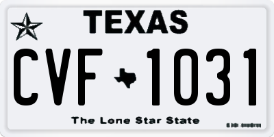 TX license plate CVF1031