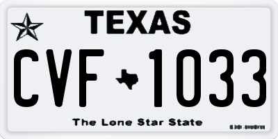 TX license plate CVF1033