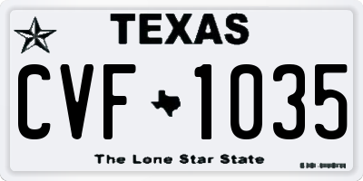 TX license plate CVF1035