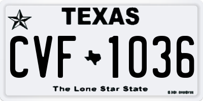 TX license plate CVF1036