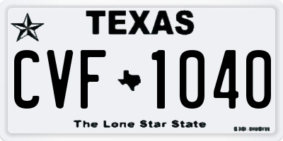TX license plate CVF1040