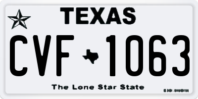 TX license plate CVF1063
