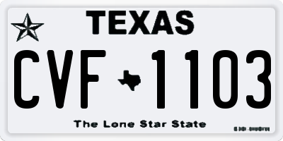 TX license plate CVF1103